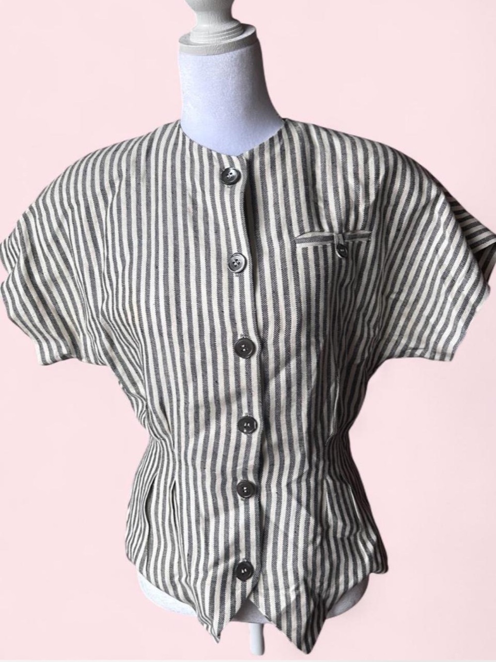 Vintage Duckenfield’s 100% Linen Striped Vest Top size 4 Lagenlook Minimalist